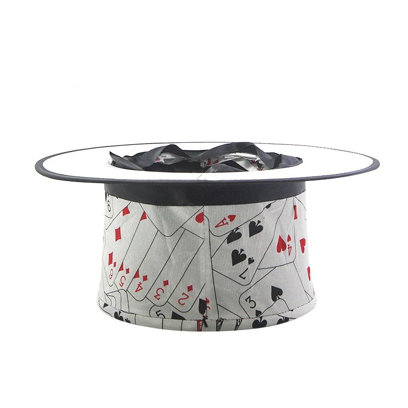 Chapeau De Magicien Pliable Blanc Motifs Cartes 3 Chapeau De Magicien Pliable Blanc Motifs Cartes