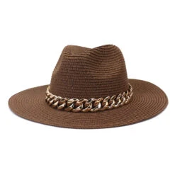 Chapeau Panama En Paille Avec Chaine Dorée 10 Chapeau Panama En Paille Avec Chaine Dorée -Chapeau Chic Soldes 0 584a1b