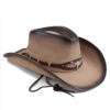 Chapeau De Cowboy En Cuir Marron -Chapeau Chic Soldes 0 8a3658