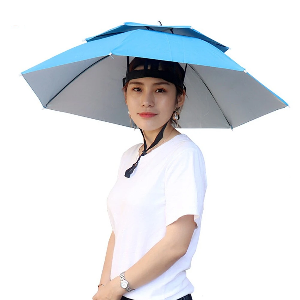 Chapeau Parapluie Double Couche Bleu 3 Chapeau Parapluie Double Couche Bleu
