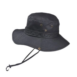 Chapeau Aventurier Imperméable Noir Avec Cordon De Serrage