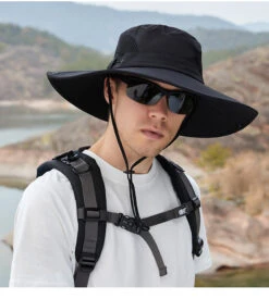 Chapeau De Randonnée Noir à Bord Large Avec Cordon De Serrage 7 Chapeau De Randonnée Noir à Bord Large Avec Cordon De Serrage -Chapeau Chic Soldes 1 51