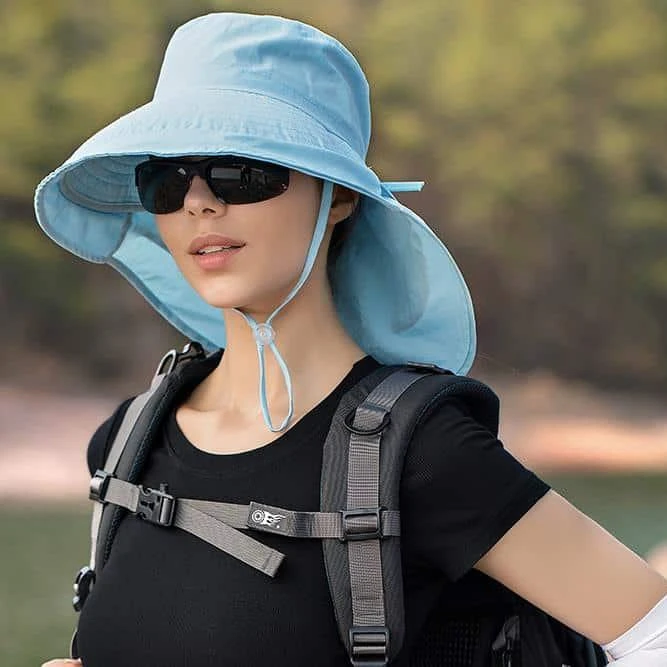 Chapeau Anti UV Bleu Clair Pour Femmes 4 Chapeau Anti UV Bleu Clair Pour Femmes – Image 2