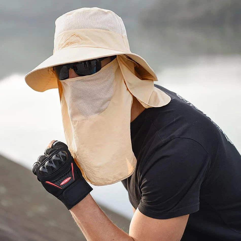 Chapeau Anti-UV Avec Couvre-visage Et Cou Beige 6 Chapeau Anti-UV Avec Couvre-visage Et Cou Beige – Image 4