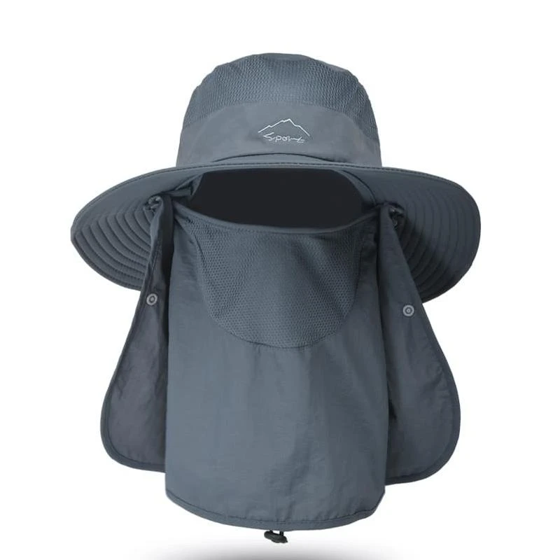 Chapeau Anti UV Gris Avec Couvre Visage Et Cou 4 Chapeau Anti UV Gris Avec Couvre Visage Et Cou – Image 2