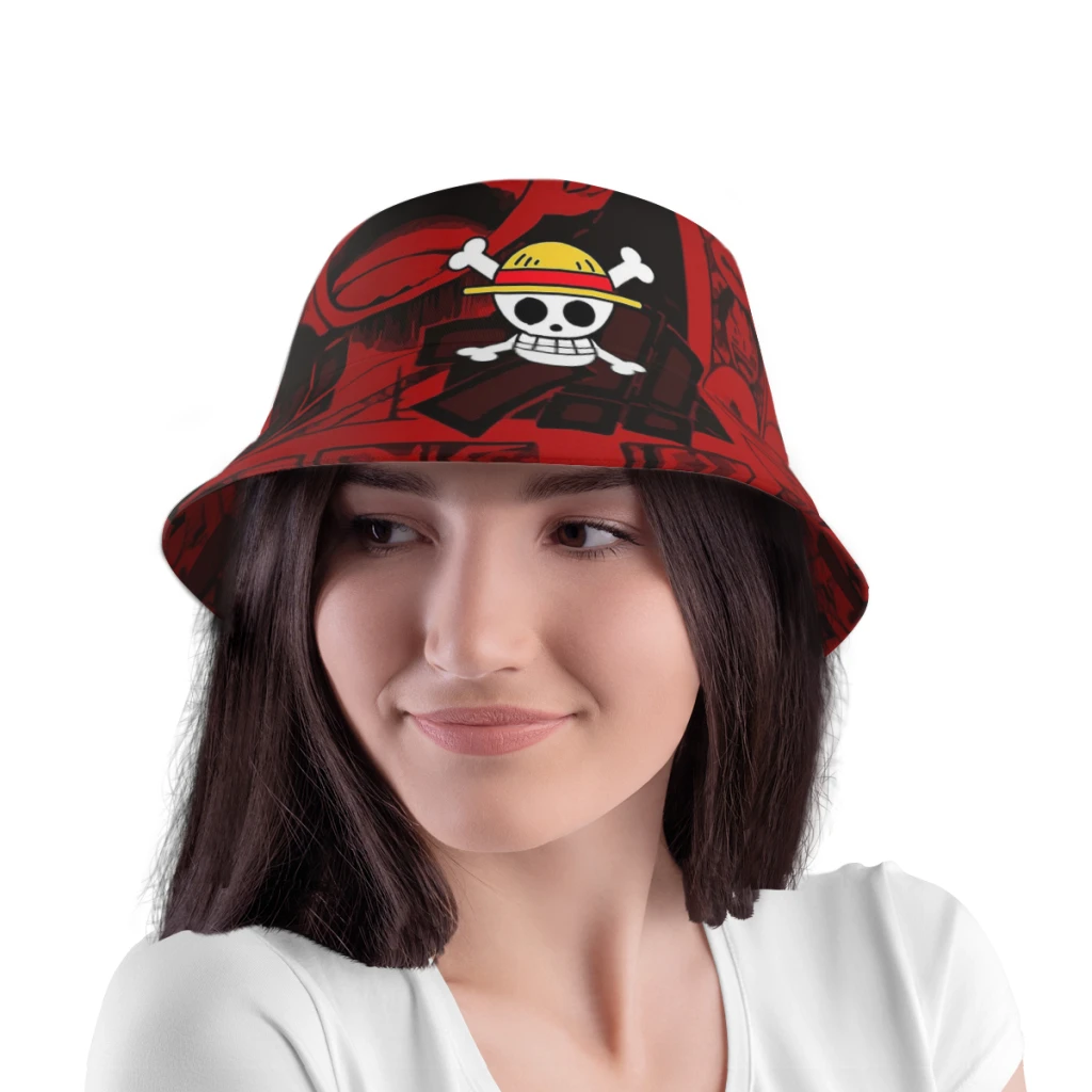 Bob One Piece Rouge Et Noir Avec Imprimé Luffy Skull 6 Bob One Piece Rouge Et Noir Avec Imprimé Luffy Skull – Image 4