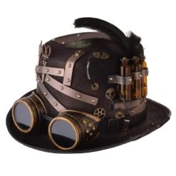 Chapeau Steampunk Marron à Lunettes