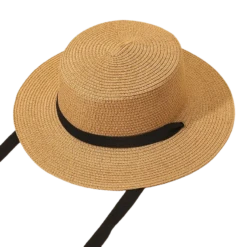 Chapeau Canotier En Paille Avec Ruban