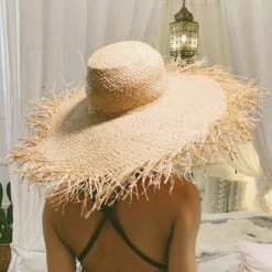 Chapeau Capeline Beige En Paille Effilée -Chapeau Chic Soldes 2 46