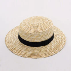 Chapeau Canotier Avec Bande De Tissu Noire