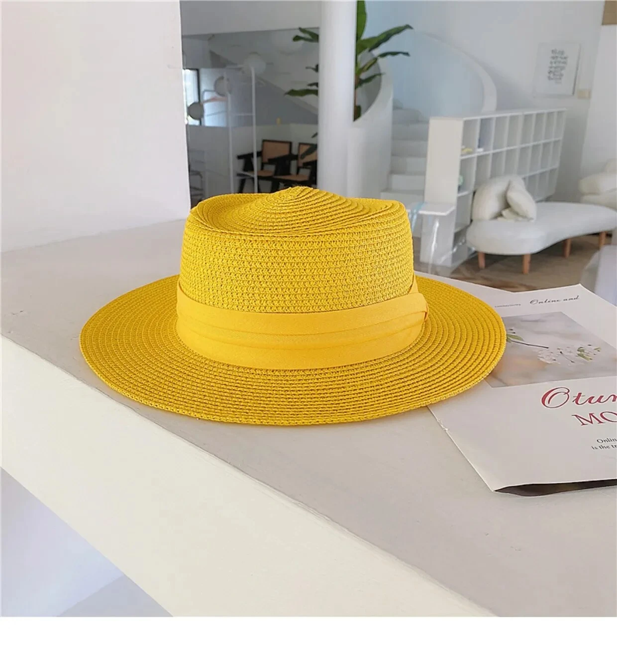 Chapeau Canotier De Soleil En Paille 4 Chapeau Canotier De Soleil En Paille – Image 2