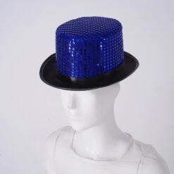 Chapeau De Magicien Bleu à Paillettes -Chapeau Chic Soldes 2958 gjoxam