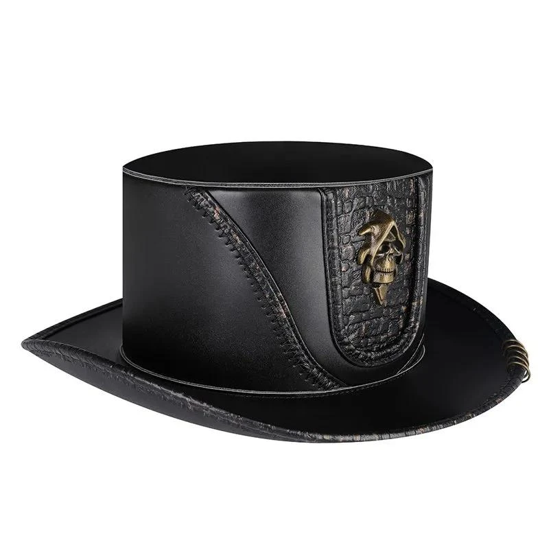 Chapeau De Magicien Noir En Cuir Synthétique 4 Chapeau De Magicien Noir En Cuir Synthétique – Image 2