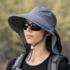 Chapeau Anti UV Gris Foncé Pour Femmes