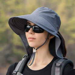 Chapeau Anti UV Gris Foncé Pour Femmes