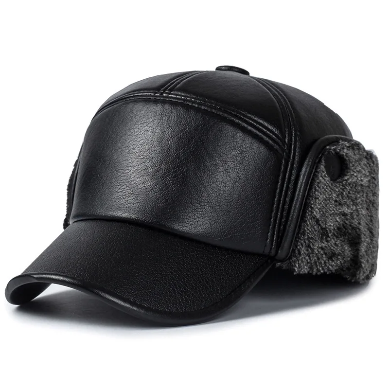 Chapeau Russe Noir Type Ushanka Noir Unisexe 7 Chapeau Russe Noir Type Ushanka Noir Unisexe – Image 5
