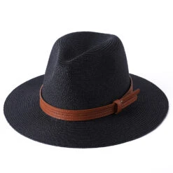 Chapeau Fedora Pour Femme En Paille Et Similicuir -Chapeau Chic Soldes 396 djgzig