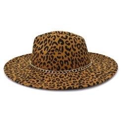 Chapeau Fedora Léopard Et Chaîne -Chapeau Chic Soldes 3969 10aa52