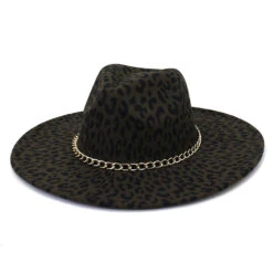 Chapeau Fedora Léopard Et Chaîne -Chapeau Chic Soldes 3969 jasemd