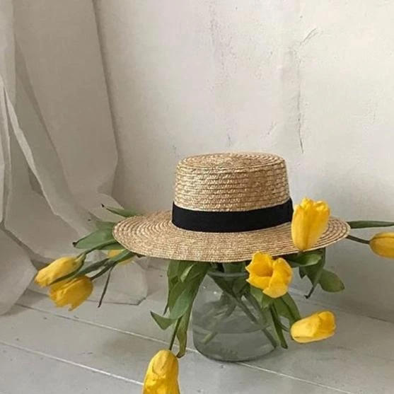 Chapeau Canotier Avec Bande De Tissu Noire 6 Chapeau Canotier Avec Bande De Tissu Noire – Image 4