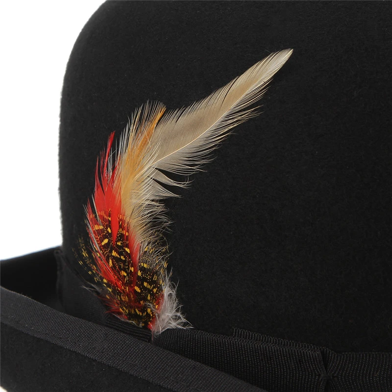 Chapeau Melon Noir Avec Plume 7 Chapeau Melon Noir Avec Plume – Image 5