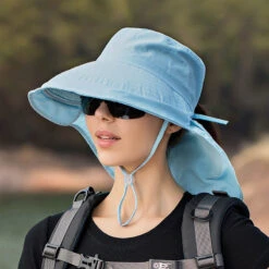 Chapeau Anti UV Bleu Clair Pour Femmes