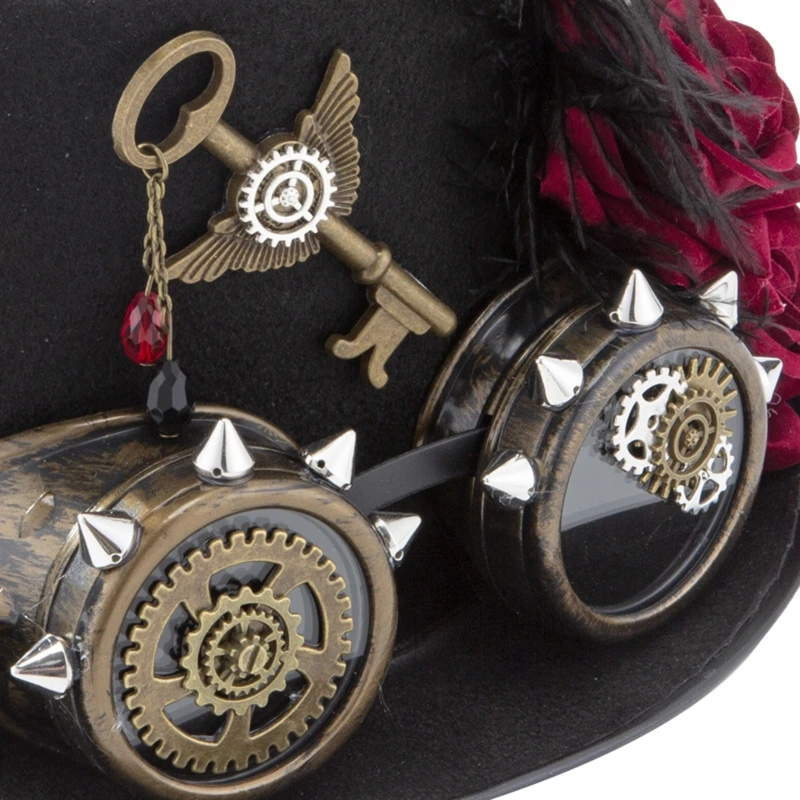 Chapeau Haut De Forme Steampunk Noir 4 Chapeau Haut De Forme Steampunk Noir – Image 2