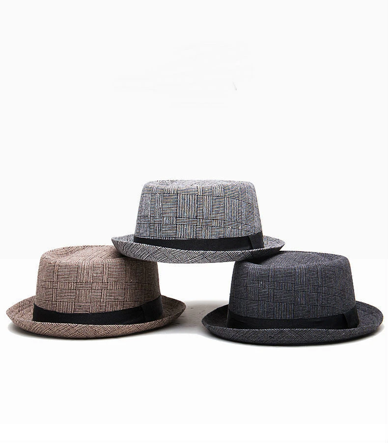 Chapeau Pork Pie En Coton Et Lin à Carreaux 3 Chapeau Pork Pie En Coton Et Lin à Carreaux
