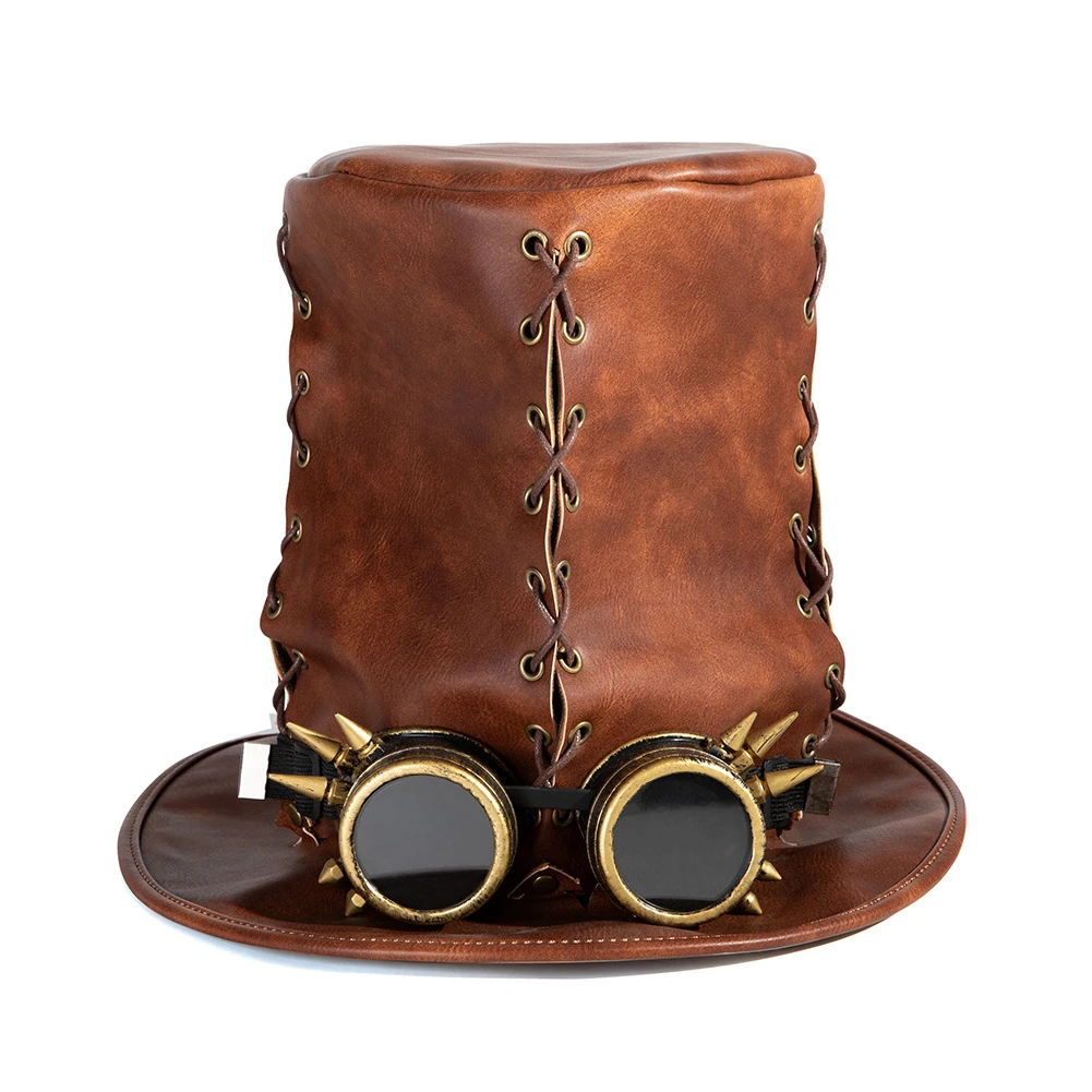Chapeau Haut De Forme Steampunk En Similicuir 3 Chapeau Haut De Forme Steampunk En Similicuir