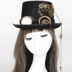 Chapeau Steampunk Noir à Longues Chaines 11 Chapeau Steampunk Noir à Longues Chaines -Chapeau Chic Soldes 683 6smedr