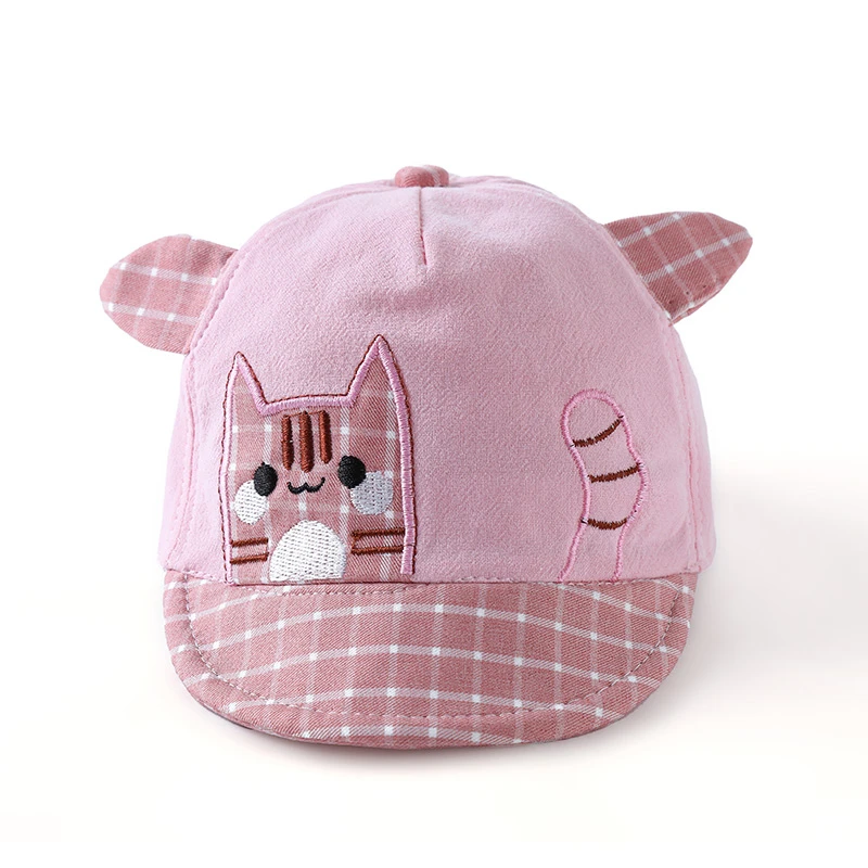 Chapeau Type Casquette En Coton Doux Pour Bébé, Avec Motif De Chat 3 Chapeau Type Casquette En Coton Doux Pour Bébé, Avec Motif De Chat