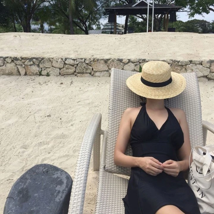 Chapeau Canotier Avec Bande De Tissu Noire 5 Chapeau Canotier Avec Bande De Tissu Noire – Image 3