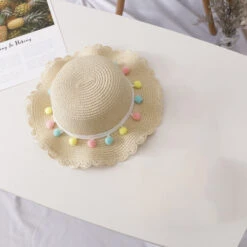 Chapeau En Paille Avec Pompons Pour Fille 12 Chapeau En Paille Avec Pompons Pour Fille -Chapeau Chic Soldes 741 bertpi