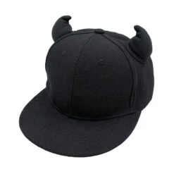 Chapeau Casquette En Coton Noir Avec Des Cornes