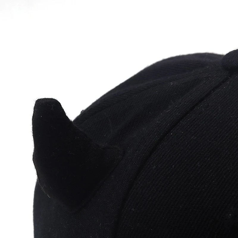 Chapeau Casquette Noire à Cornes En Coton Imprimé Bulldog 4 Chapeau Casquette Noire à Cornes En Coton Imprimé Bulldog – Image 2