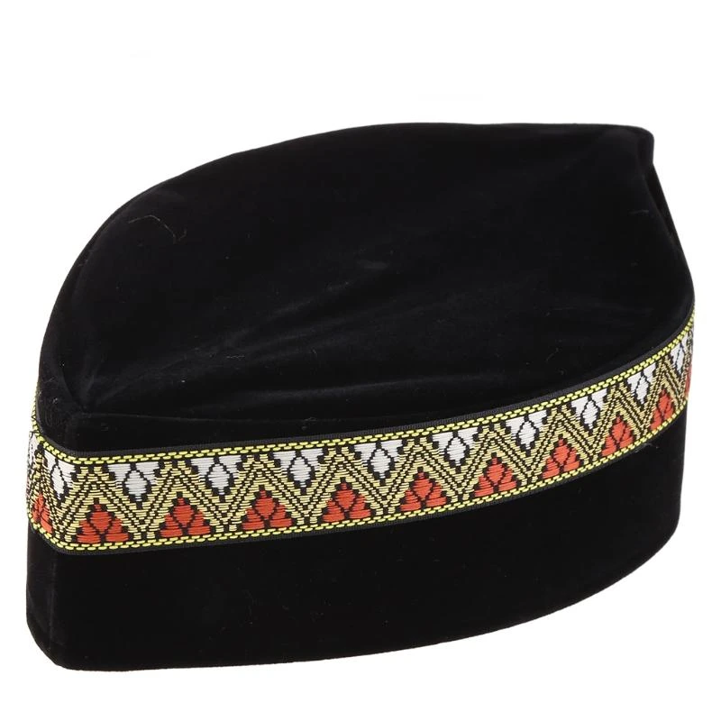 Chapeau Arabe Kufi En Velours Noir 3 Chapeau Arabe Kufi En Velours Noir