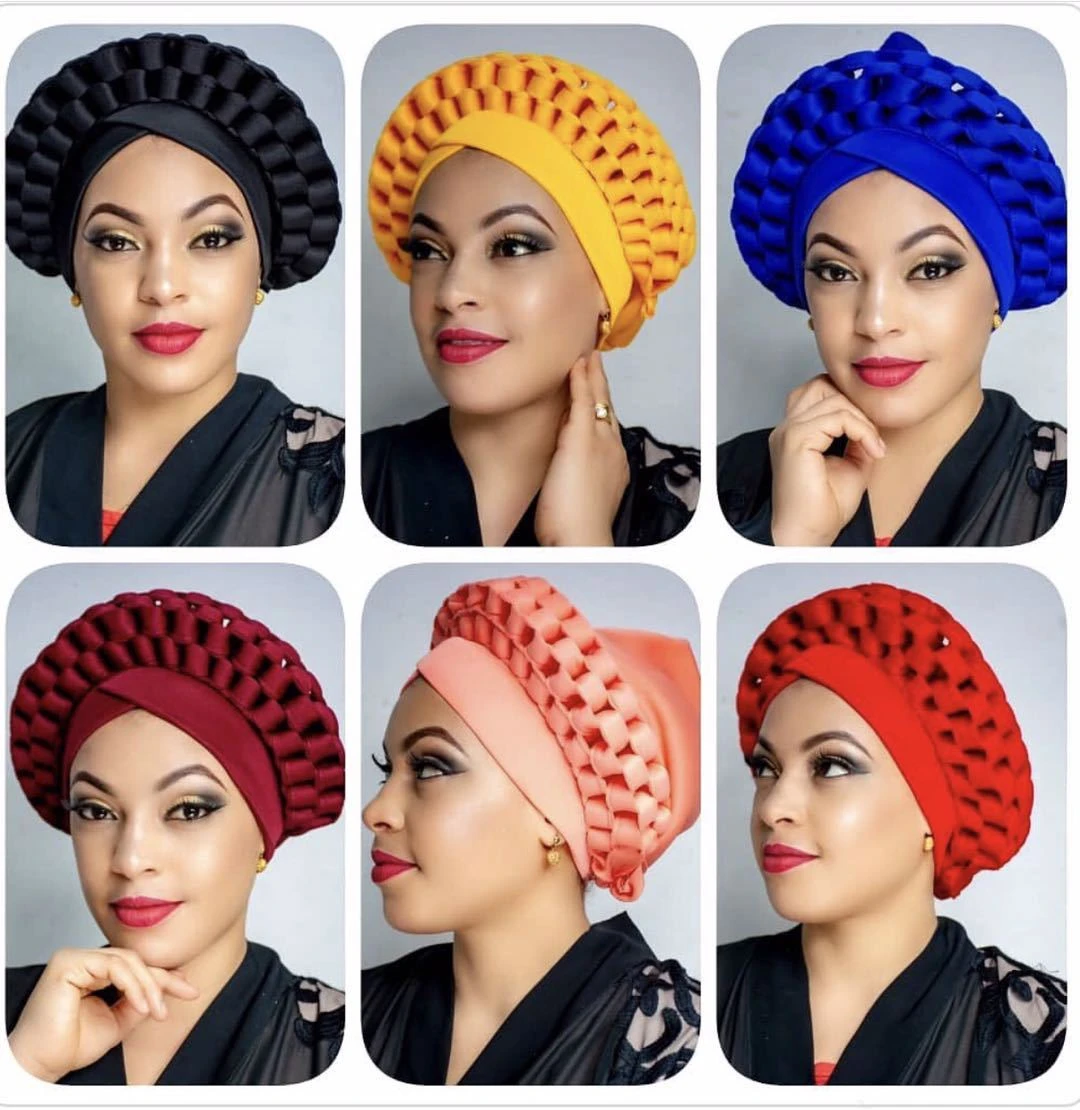 Chapeau Turban Africain Style Nigérian Pour Femme 4 Chapeau Turban Africain Style Nigérian Pour Femme – Image 2