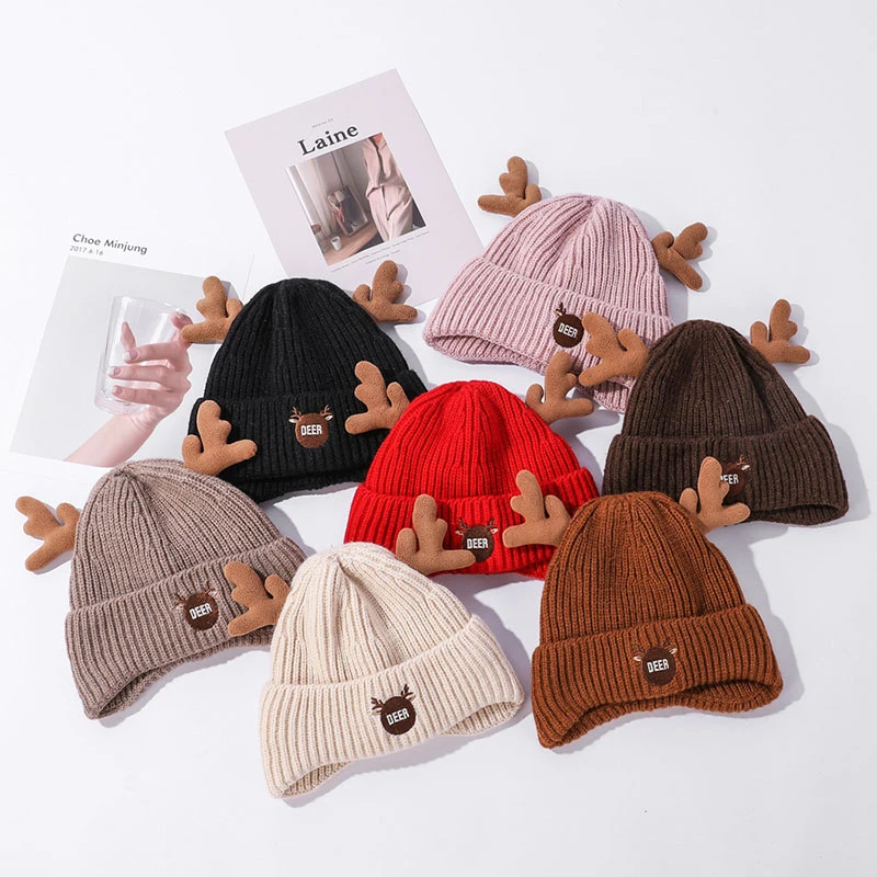 Chapeau De Type Bonnet D’hiver Avec Bois De Cerf 7 Chapeau De Type Bonnet D’hiver Avec Bois De Cerf – Image 5