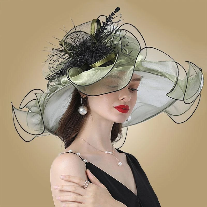 Grand Chapeau Catherinette En Organza Vert Clair 4 Grand Chapeau Catherinette En Organza Vert Clair – Image 2