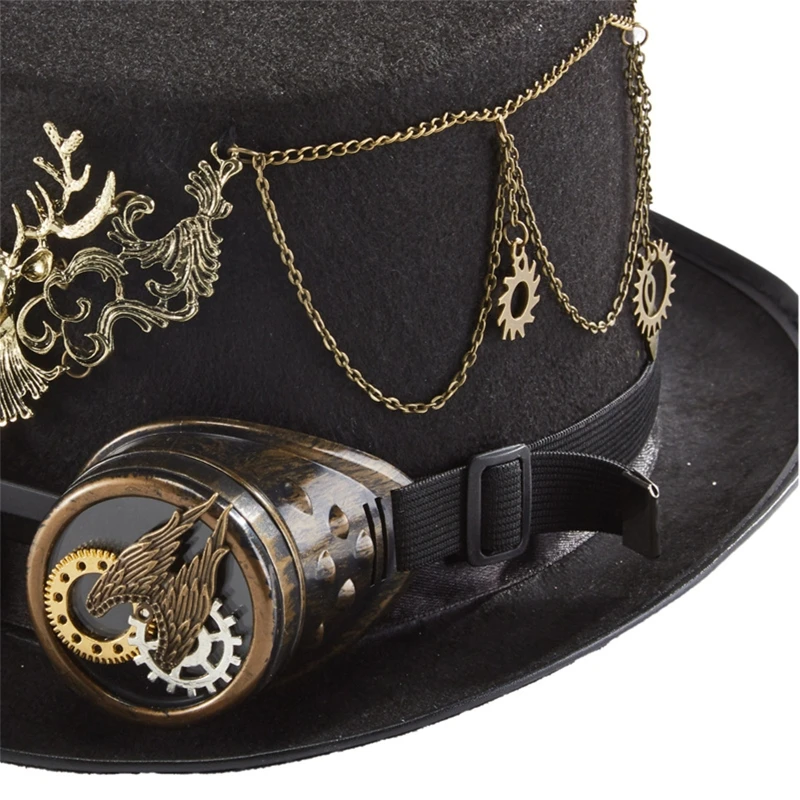 Chapeau Steampunk Noir Cerf Et Dragon 6 Chapeau Steampunk Noir Cerf Et Dragon – Image 4