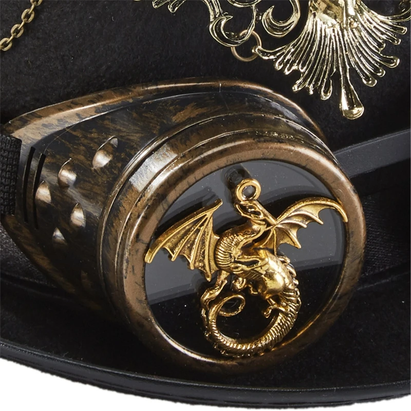 Chapeau Steampunk Noir Cerf Et Dragon 5 Chapeau Steampunk Noir Cerf Et Dragon – Image 3