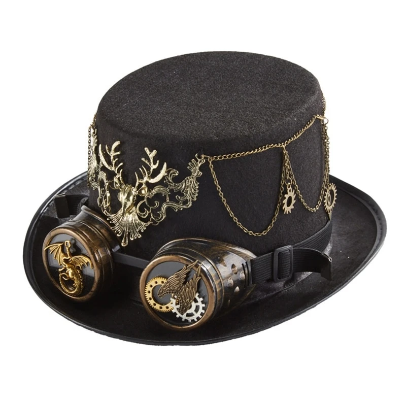 Chapeau Steampunk Noir Cerf Et Dragon 7 Chapeau Steampunk Noir Cerf Et Dragon – Image 5