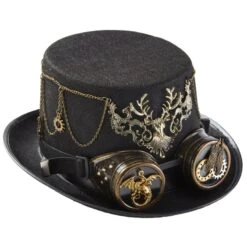 Chapeau Steampunk Noir Cerf Et Dragon