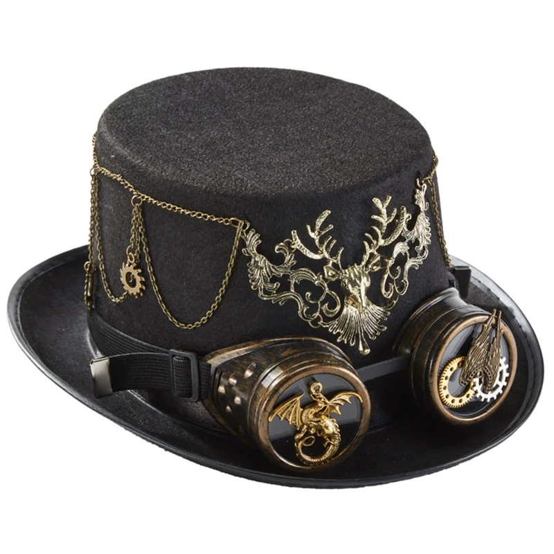 Chapeau Steampunk Noir Cerf Et Dragon 3 Chapeau Steampunk Noir Cerf Et Dragon