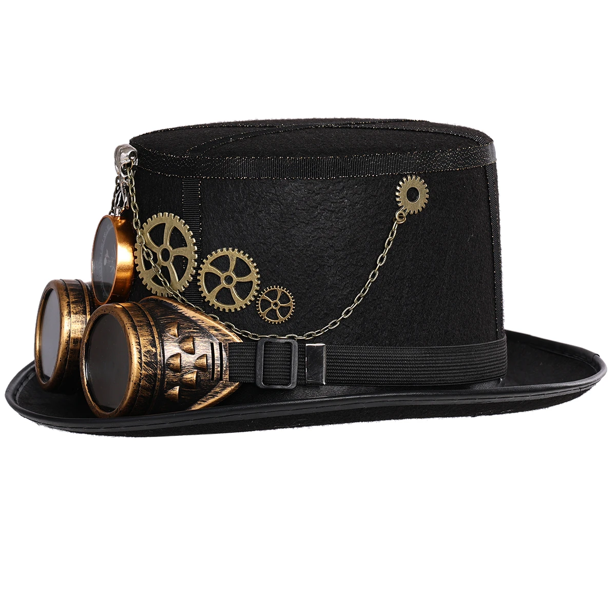 Chapeau Steampunk Noir à Boussole 4 Chapeau Steampunk Noir à Boussole – Image 2