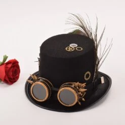 Chapeau Steampunk Rétro Noir à Horloge -Chapeau Chic Soldes 9756 ekz01c
