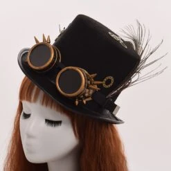 Chapeau Steampunk Rétro Noir à Horloge -Chapeau Chic Soldes 9756 kgufe8