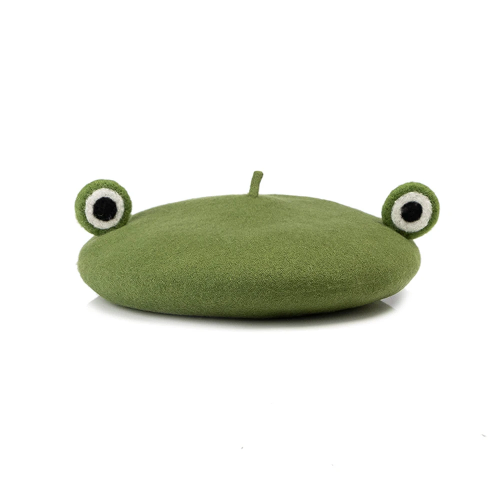 Béret En Laine Vert Forme Grenouille 4 Béret En Laine Vert Forme Grenouille – Image 2