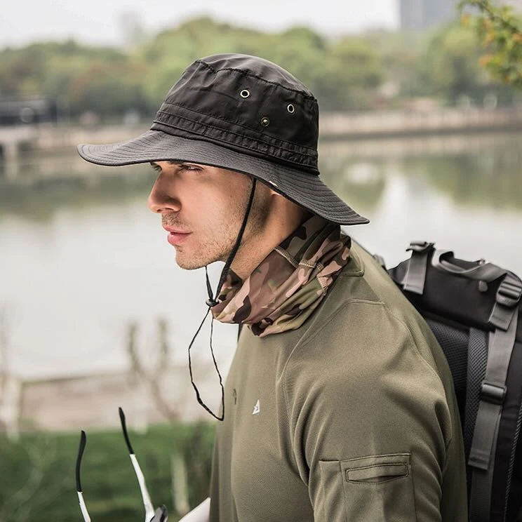 Chapeau Aventurier Imperméable Noir Avec Cordon De Serrage 4 Chapeau Aventurier Imperméable Noir Avec Cordon De Serrage – Image 2