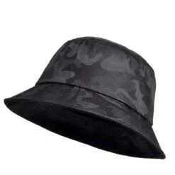 Chapeau Style Bob Respirant Camouflage Noir Unisexe